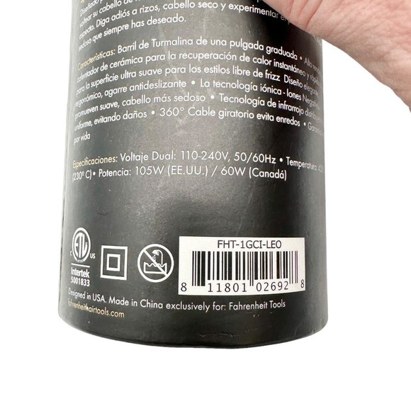 Fahrenheit Curling Wand Leopard Ceramic Barrel Tourmaline NEW open box - Picture 8 of 14